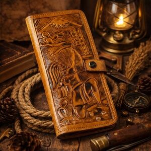 Vintage 1970s Tooled Leather Western Wallet Made In Mexico Biker Desert Boho